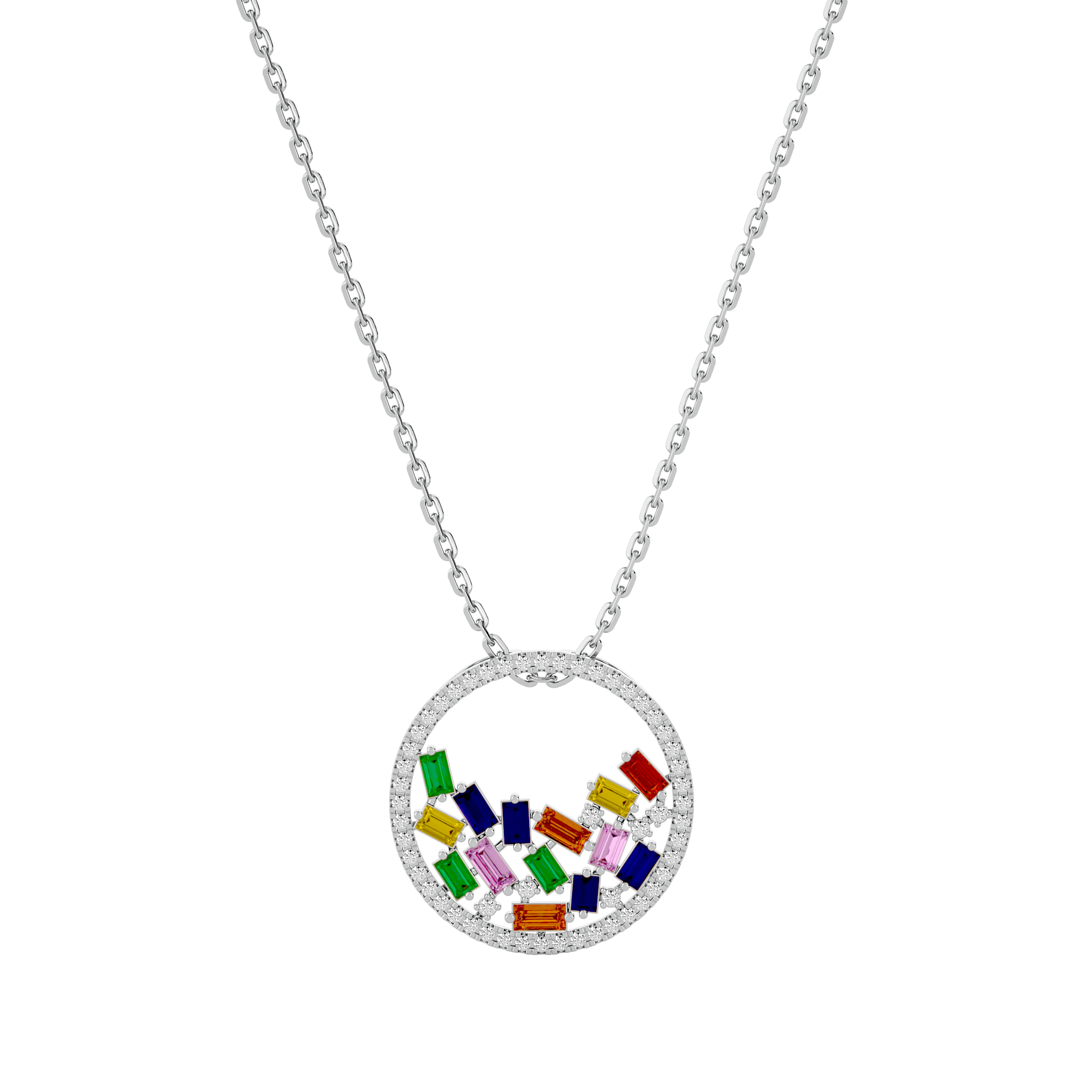 Taste the Rainbow Circle Gemstone Pendant | The Jewellery Lab